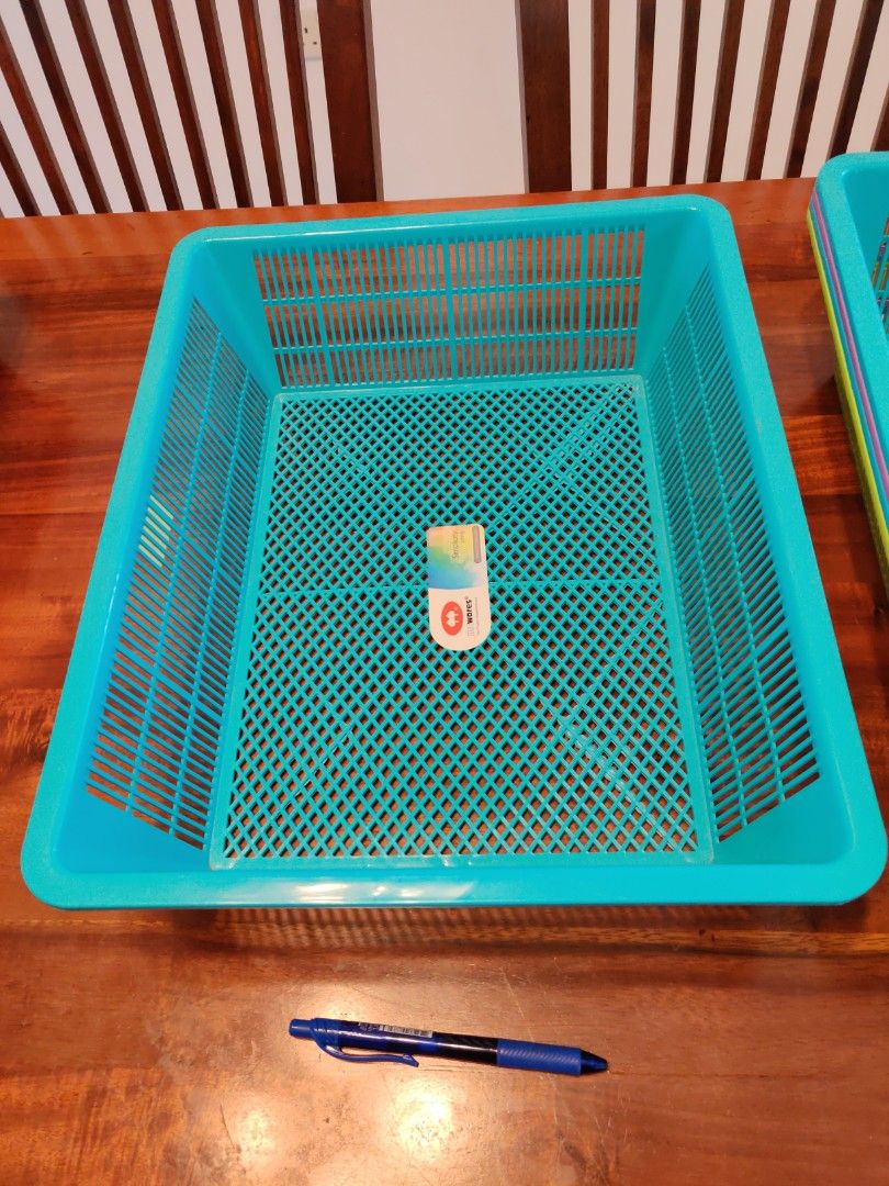 Plastic baskets 5 large, 2 standing file organizer, 3 individual