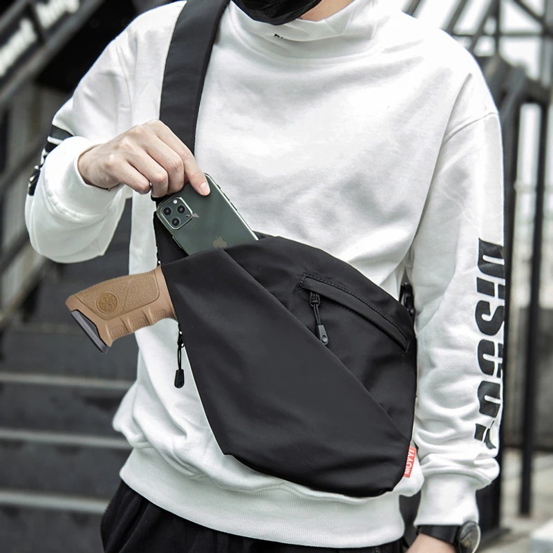 PO Pistol Gun Bag Men s Ultra thin Chest Personal Messenger Bag