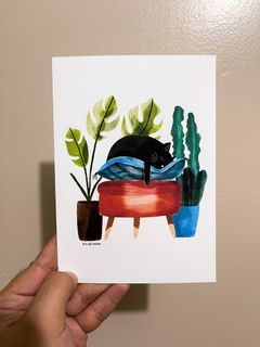 Postcards/ Greeting cards: Cat, Doraemon House, Tree, Watermelon