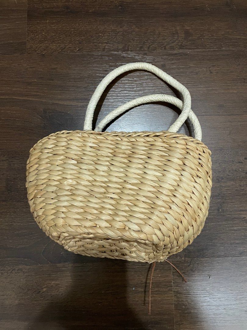 Rattan Flower Bag Purse with Handle Beach Vacation Tropical