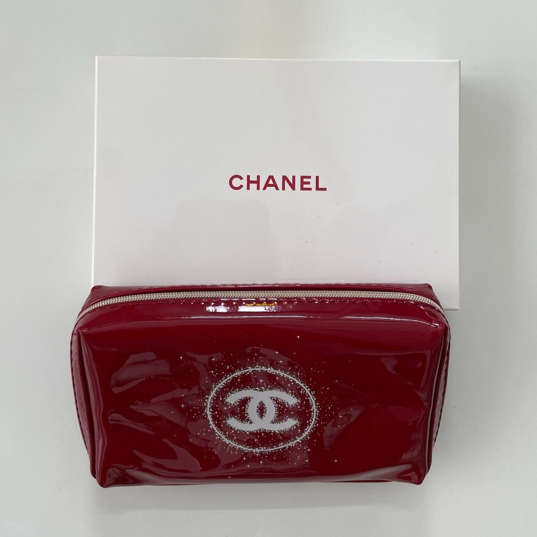 Chanel red outlet makeup bag