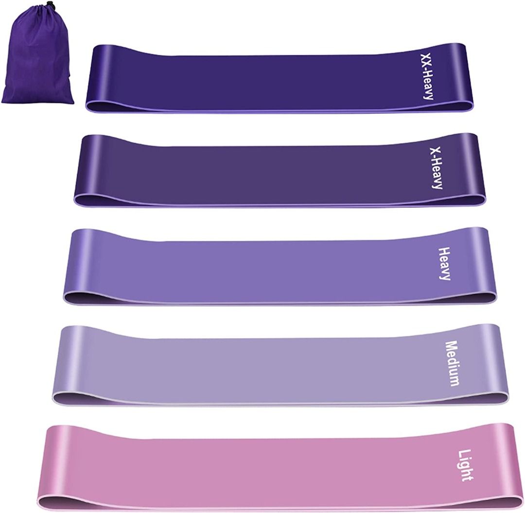 Resistance Bands Set of 5 resistance band for Women and Men Skin Friendly Resistance Fitness Exercise Loop Bands 5 Levels for Legs and Glutes Arms Pilates Yoga Carry bag included Sports Equipment Exer...