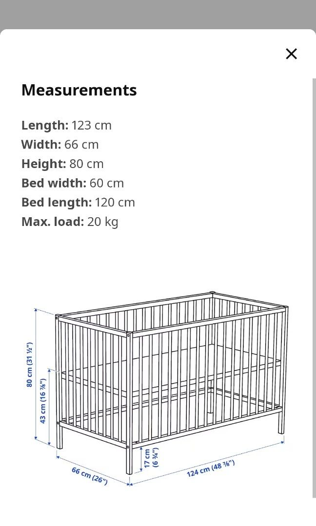 Sniglar cot with free cot lining, Babies & Kids, Baby Nursery & Kids