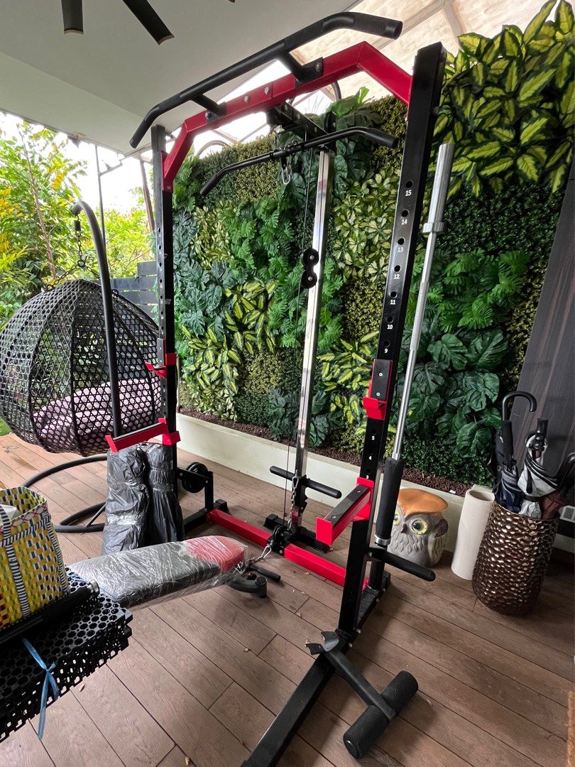 Squat Rack with Pulldown, Sports Equipment, Exercise & Fitness, Cardio ...