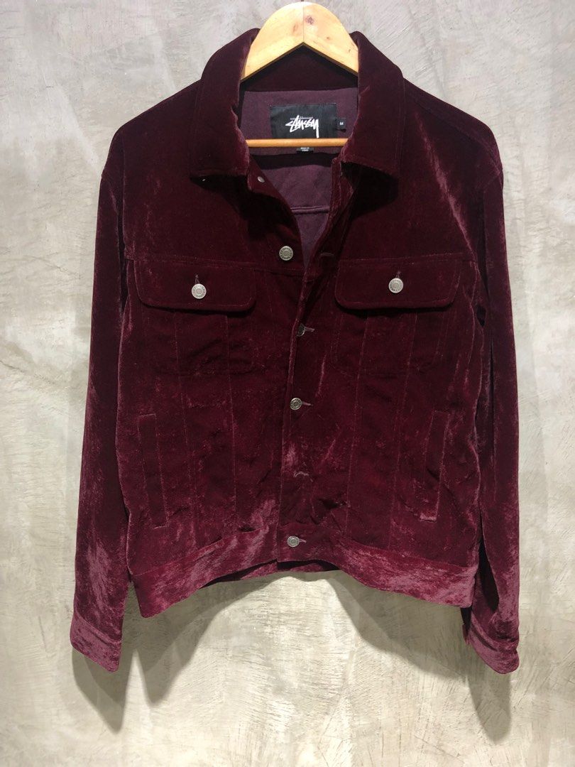 Stussy Velvet Coach Jacket Men s Fashion Coats Jackets and Outerwear on Carousell