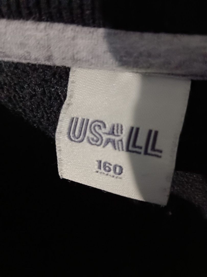 Sweater USALL original black wash gambar timbul, Men's Fashion, Men's ...