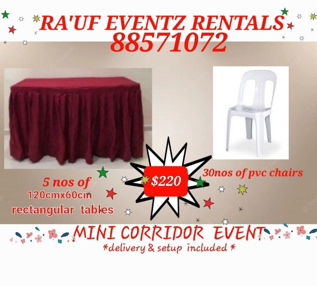 Tables and chairs rental, Lifestyle Services, Event & Party Services on