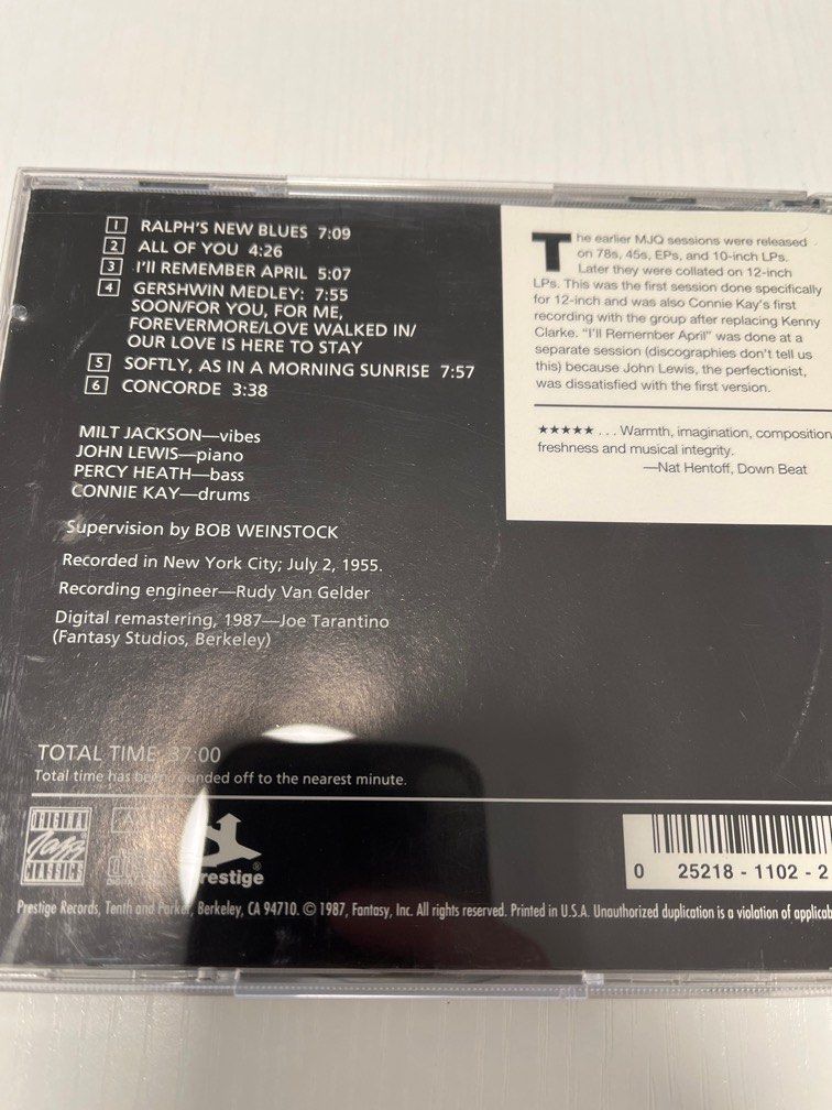 The Modern Jazz Quartet MJQ CD Concorde 美版, 興趣及遊戲