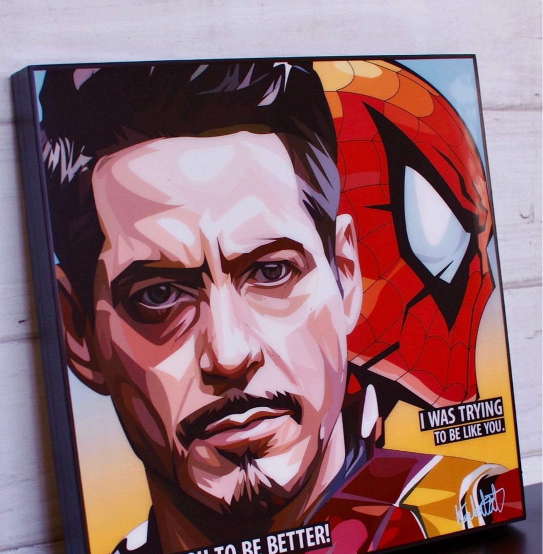 Tony Stark & Spiderman 蜘蛛俠/Spider-Man /Ironman 鐵甲奇俠/Iron Man|Marvel /Mcu -  Keetatat Sitthiket Famous Popart /Pop Art - 泰國畫家畫作- 普普風藝術- 正版掛畫-