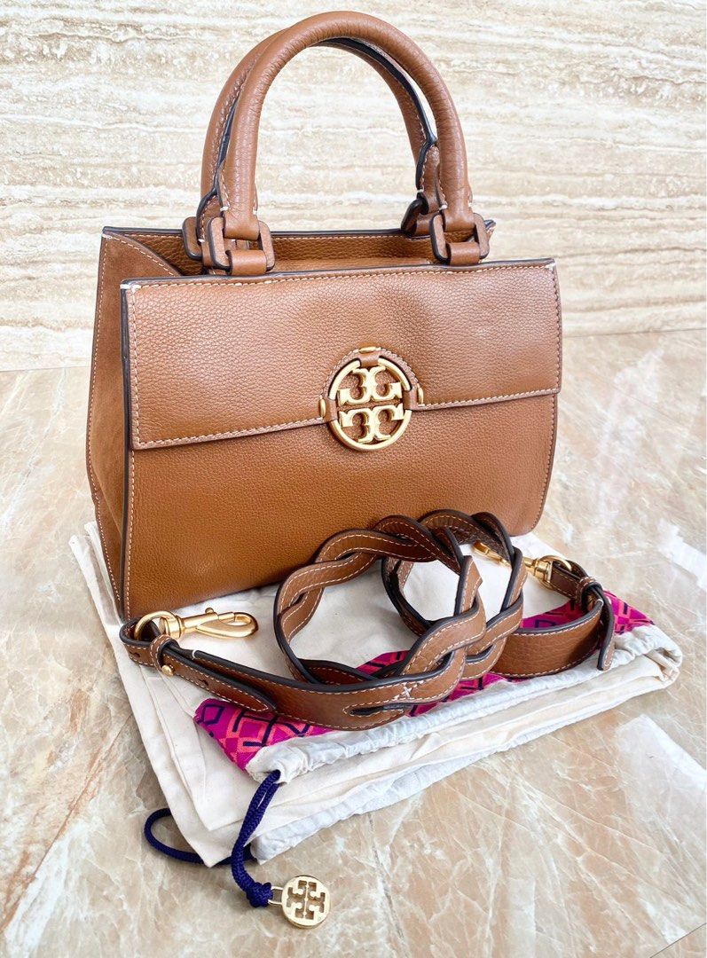 Tory Burch Miller Top Handle Satchel Light Umber, Barang Mewah
