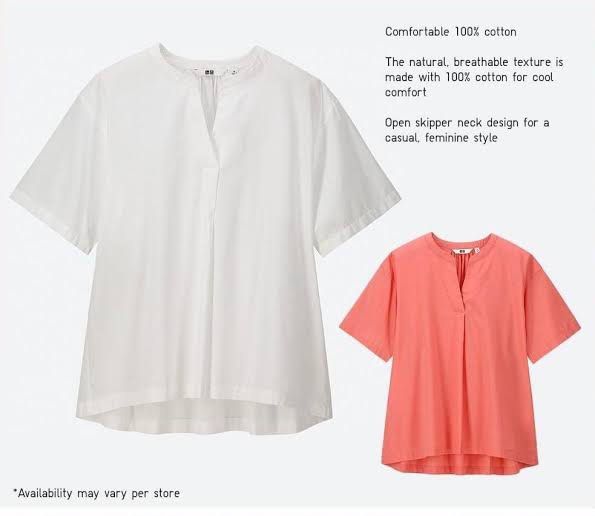 Uniqlo Crape Skipper Short Sleeve Women #39 s Fashion Tops Blouses on