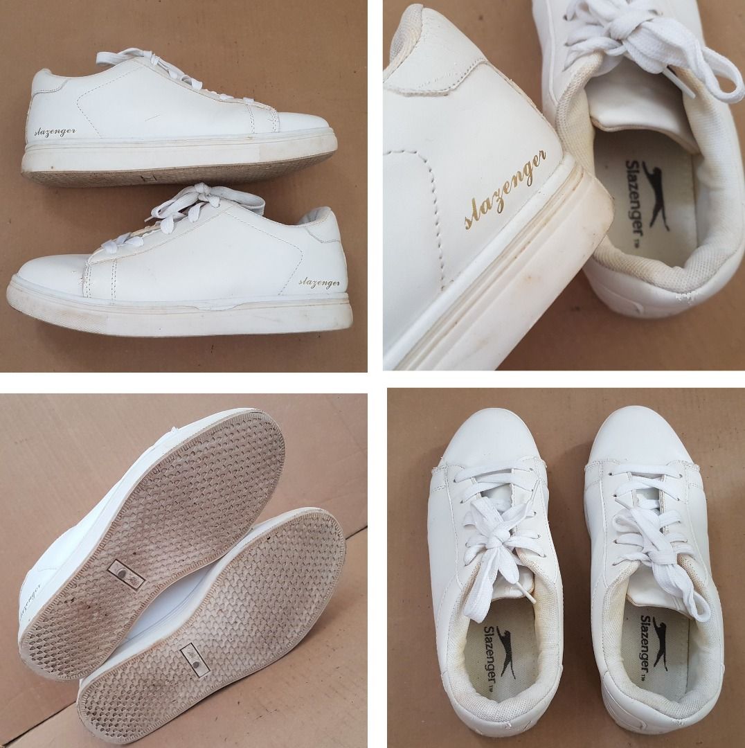 All white leather deals running shoes