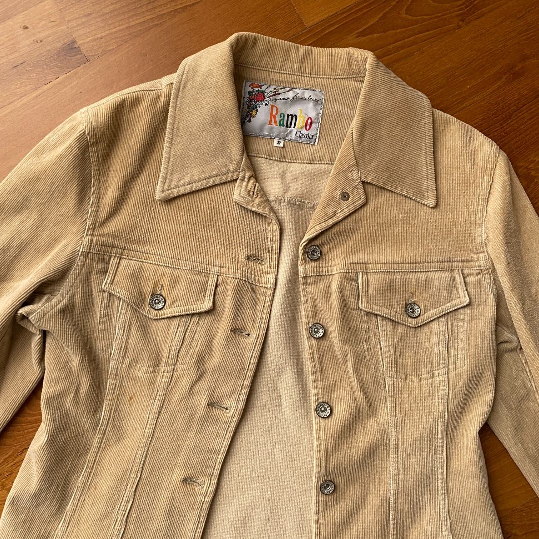Vintage Oatmeal Brown Corduroy Jacket, Women's Fashion, Coats, Jackets