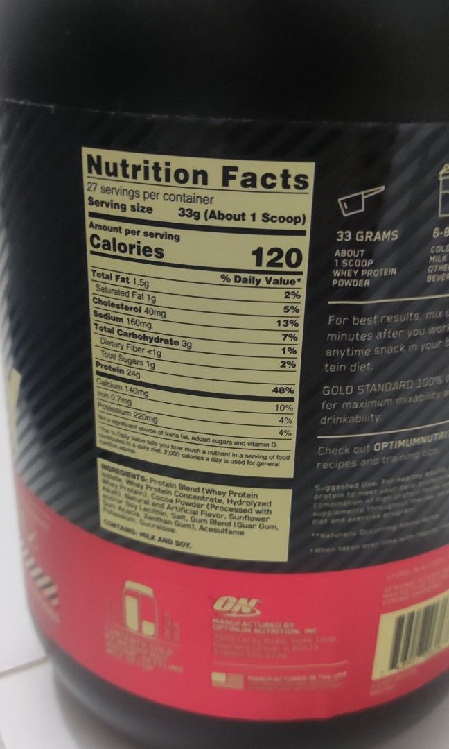 Whey Protein Gold Standard Optimum Nutrition 2lb (907g), Health & Nutrition, Health Supplements