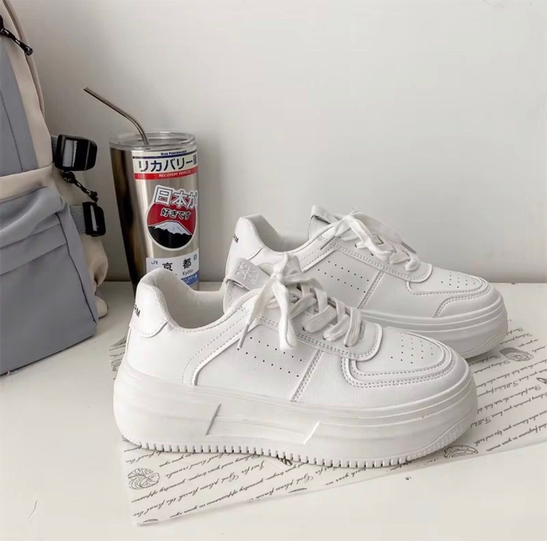 White chunky korean shoes