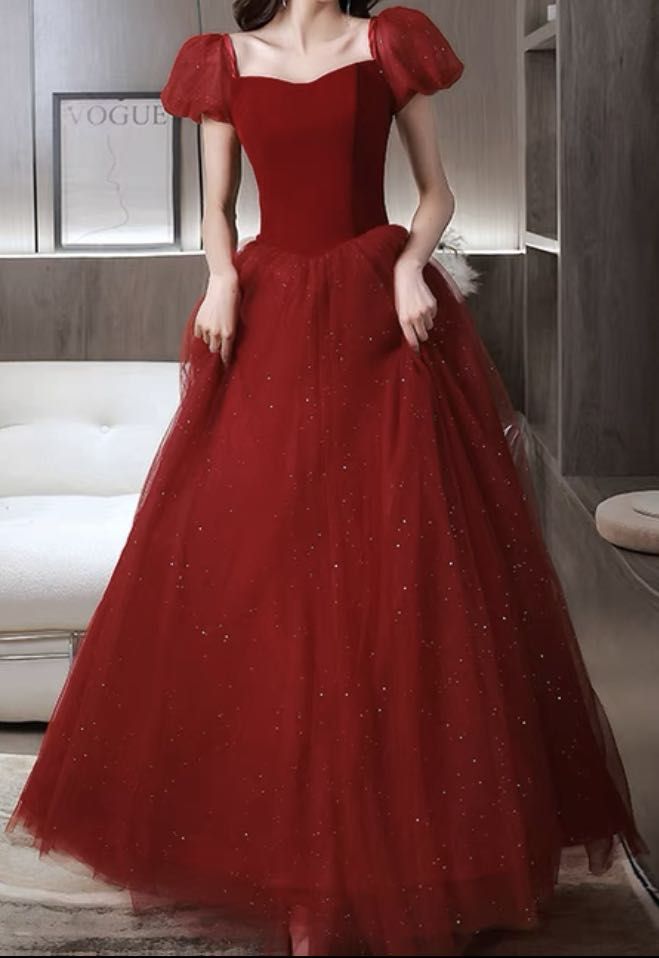 Wine Red Evening Dress Gown Women s Fashion Dresses Sets