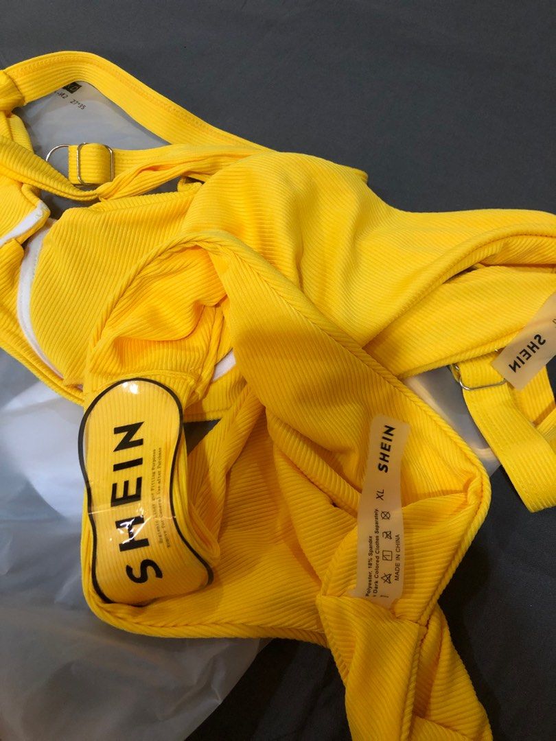 large to xl yellow bikini 2 piece shein, Women's Fashion, Swimwear