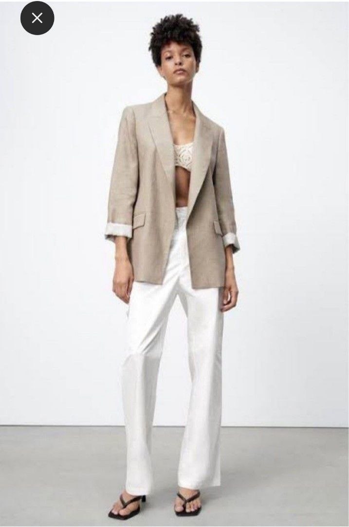 Zara linen 2024 coat
