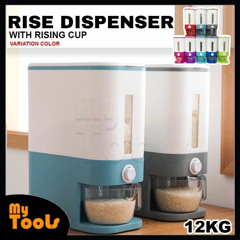 12KG Automatic Rice Dispenser with Rinsing Cup Bekas Beras Viral Smart