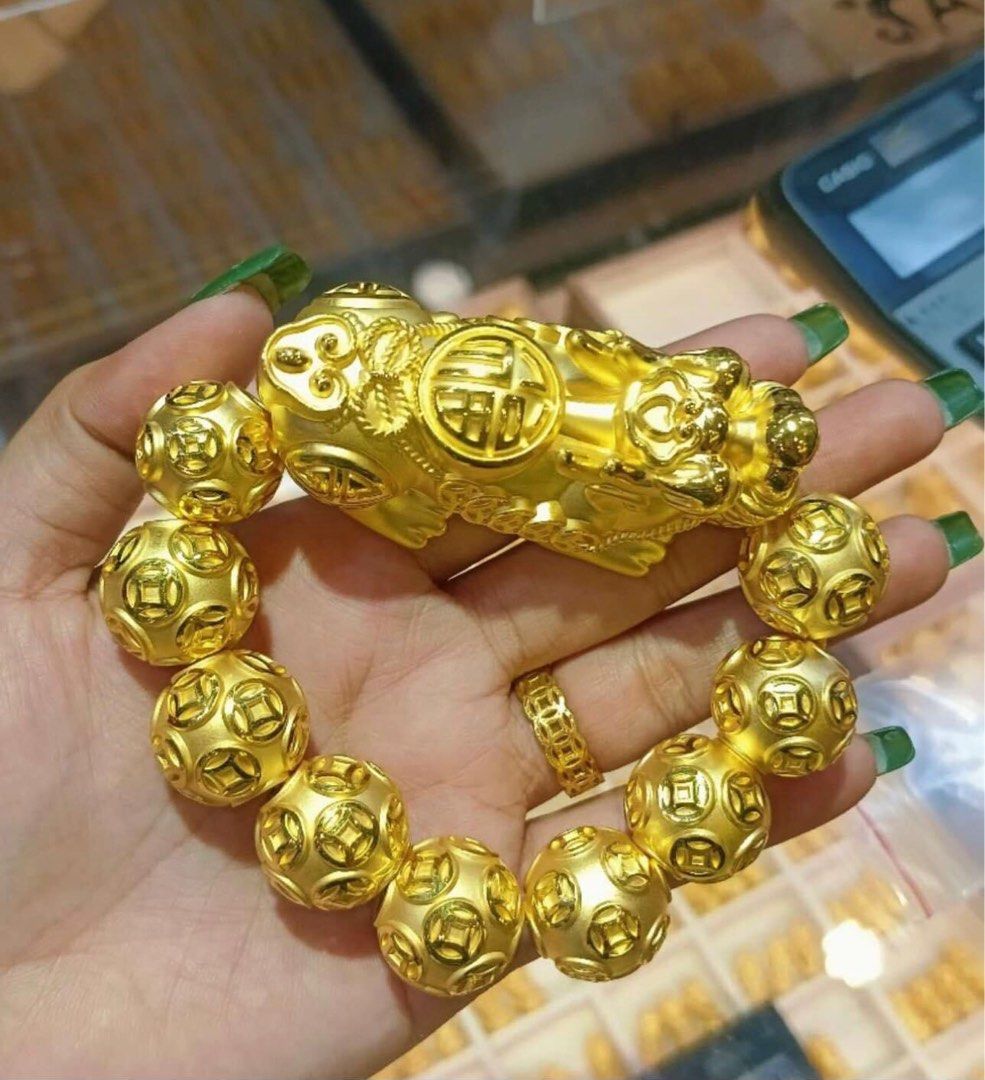 24K HK Gold Grandpa Piyao Lucky bracelet Men s Fashion Watches
