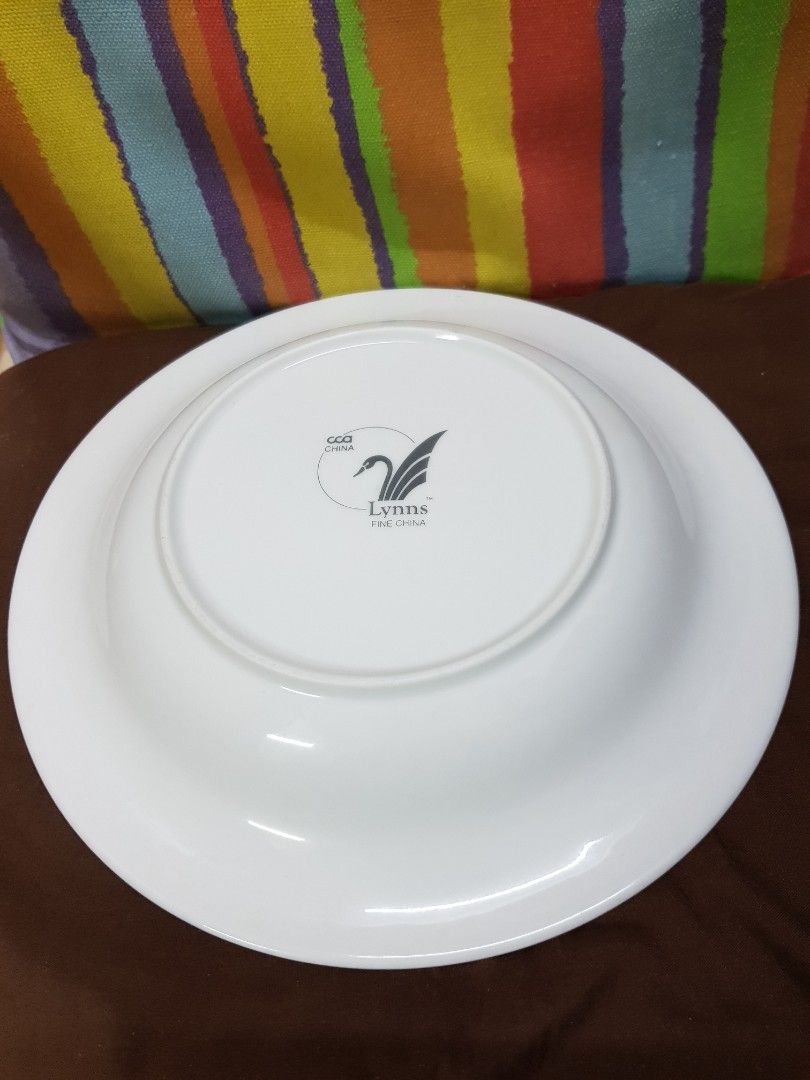 2 Lynns Fine China plates + 9 inch diameter, Furniture & Home Living