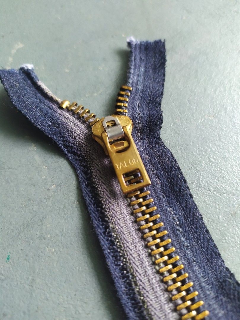 6 inci} Vtg 70's Talon zipper USA brass tembaga vintage tailor
