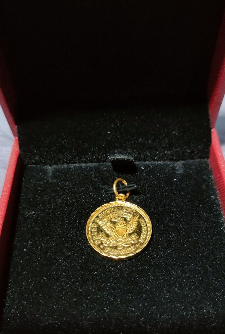 Gold liberty coin pendant sale