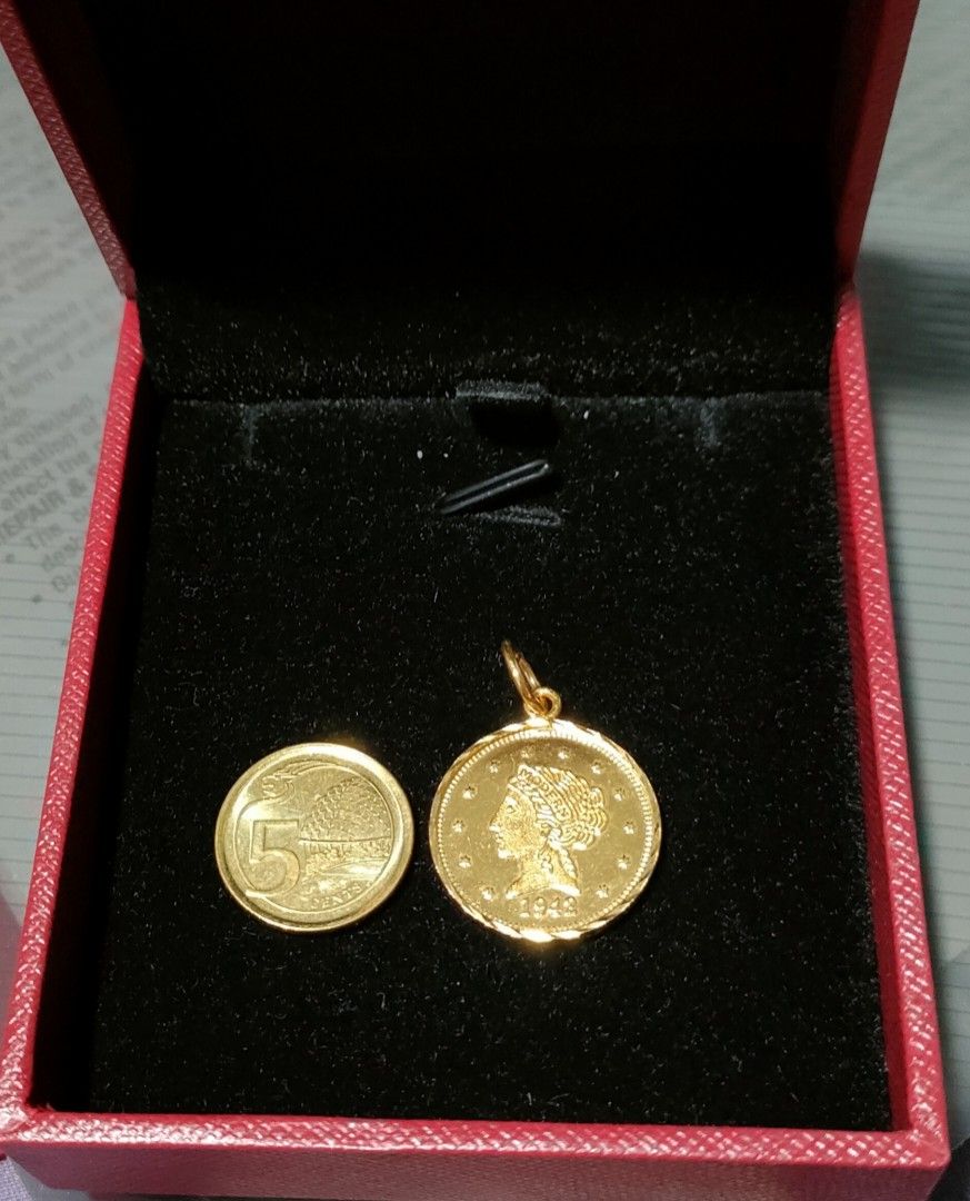 Gold liberty cheap coin pendant