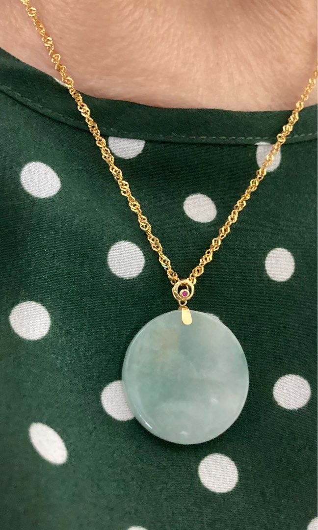 New 916gold chain Type A Jade 18k gold