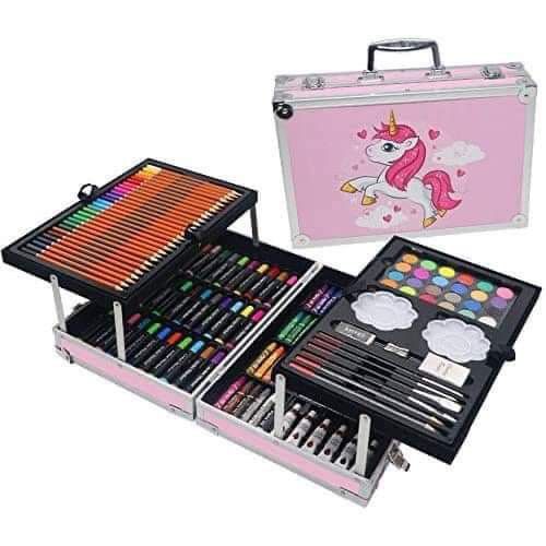 mona kids toys Unicorn Multi Coloring Kit For kids Drawing  and Painting Set 145 Pcs Wooden Case - Art Painting Set