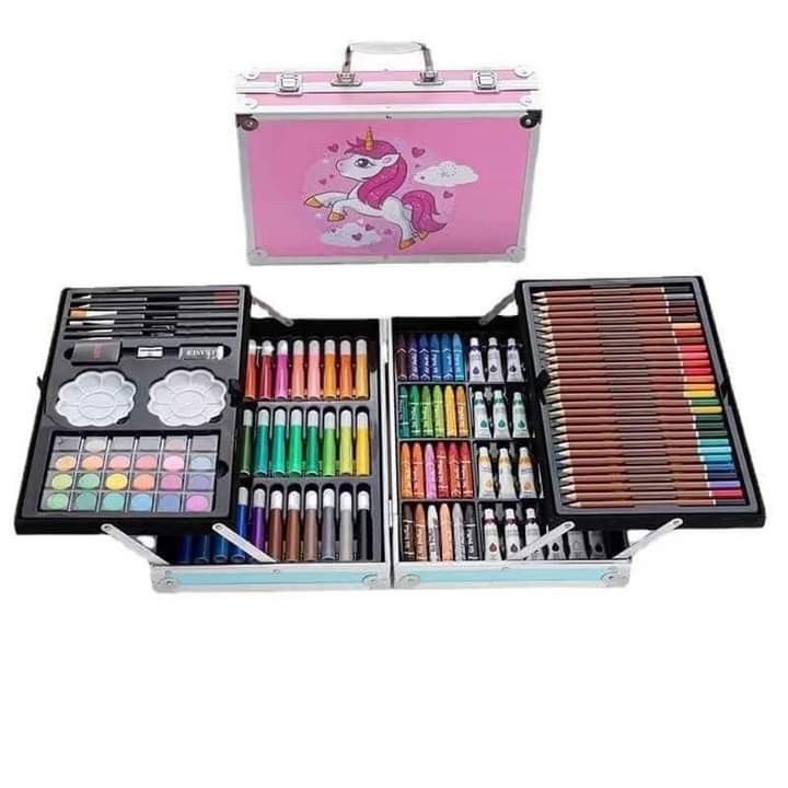 mona kids toys Unicorn Multi Coloring Kit For kids Drawing  and Painting Set 145 Pcs Wooden Case - Art Painting Set