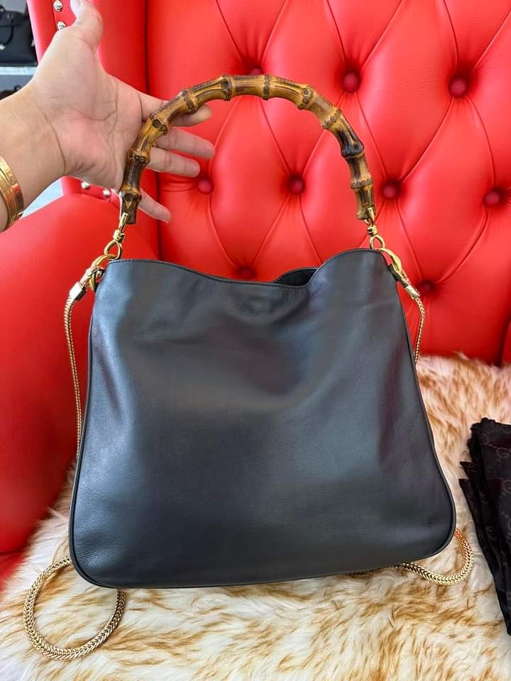 Gucci bamboo leather tote clearance
