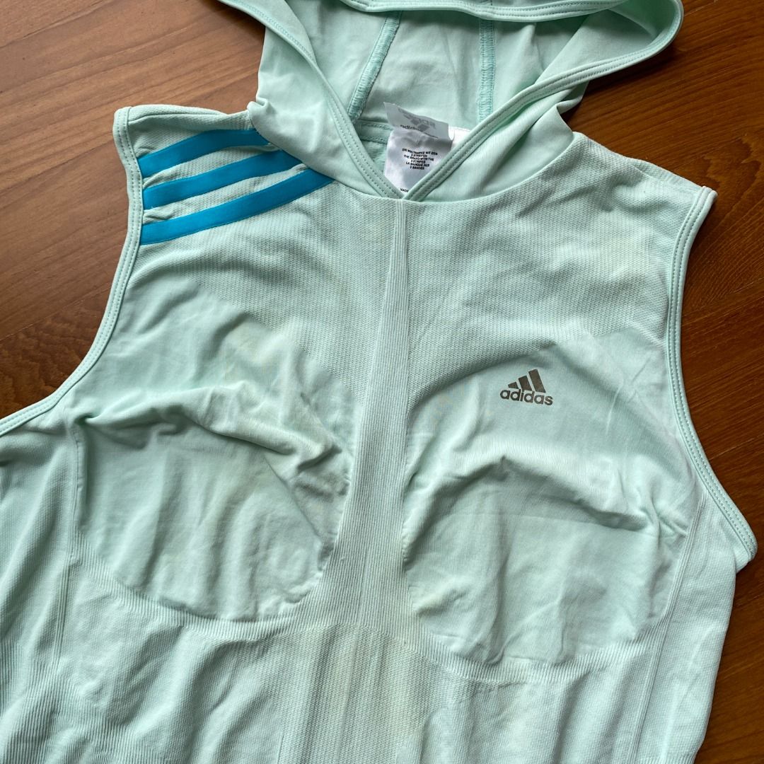 SALE Adidas Mint Green Hooded Tank Top, Women's Fashion