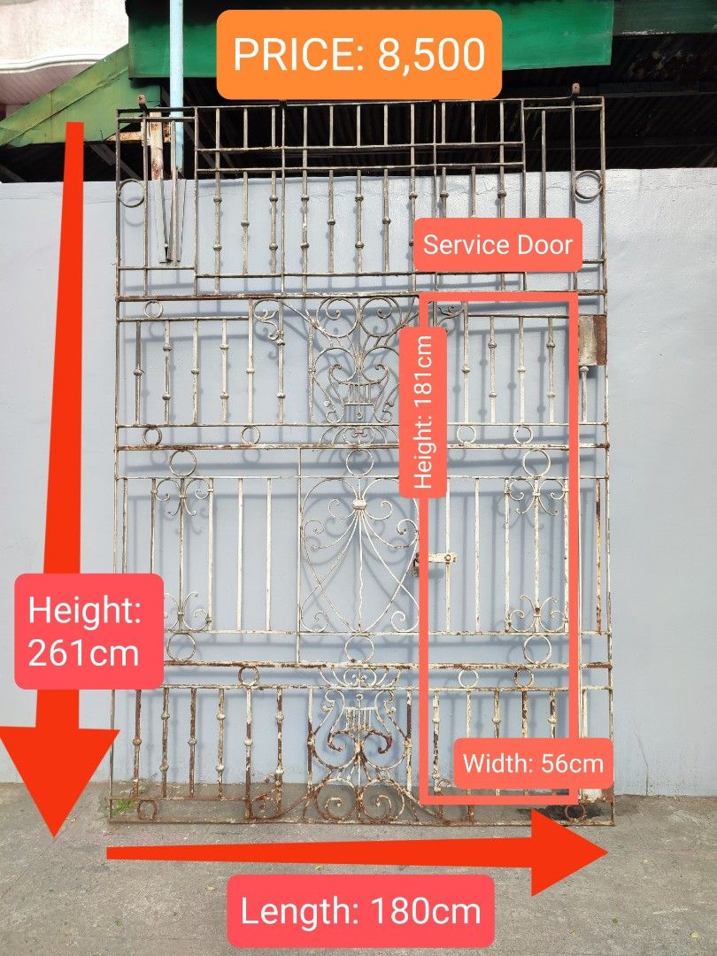 Antique Iron Grill Gate w/ Service Door 2nd Hand, Furniture & Home