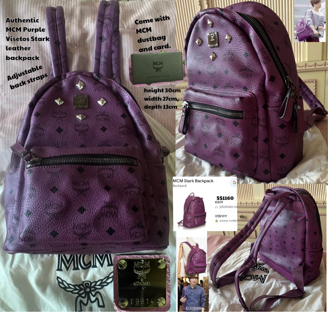 Purple leather backpack cheap