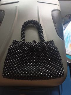 Big beads black mini bag
