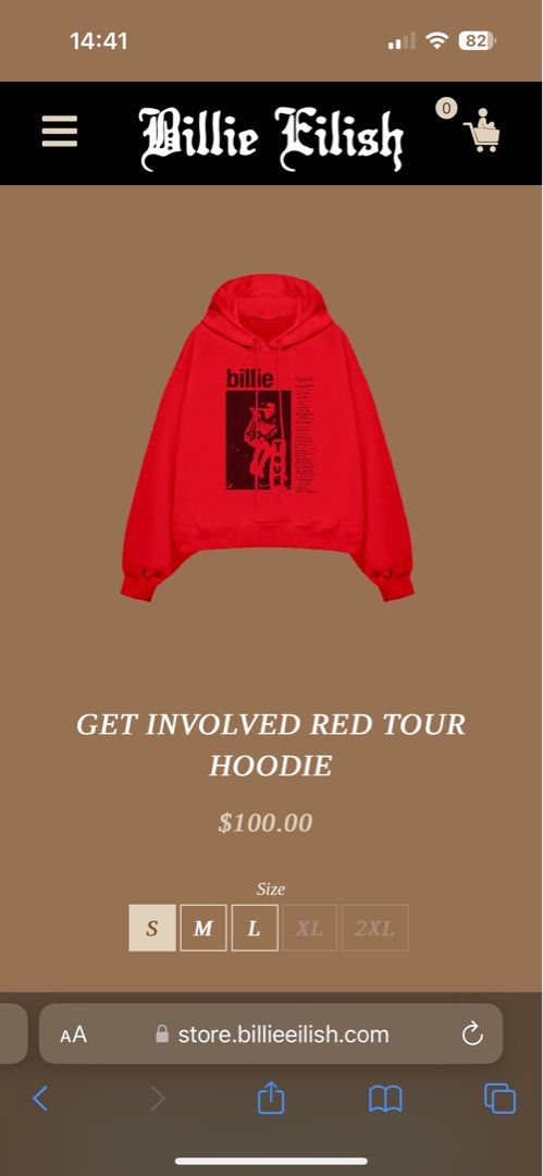 Billie Eilish “Get Involved” Red Tour Men's Fashion, Tops & Hoodies on