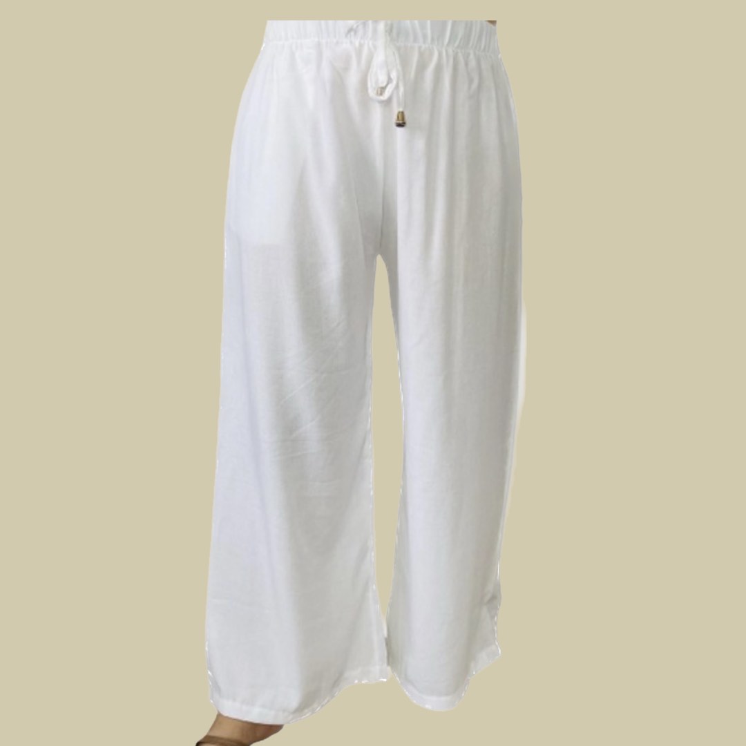 Boho straight cut white beach pants, Women's Fashion, Bottoms, Other
