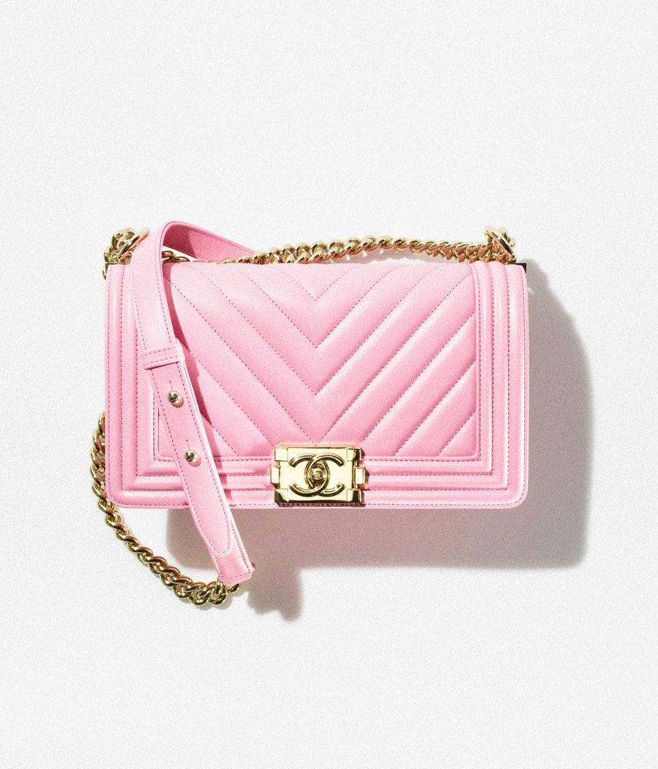 22s CHANEL LE BOY PINK HANDBAG Calfskin Gold Tone Metal Pink Luxury Bags Wallets on Carousell