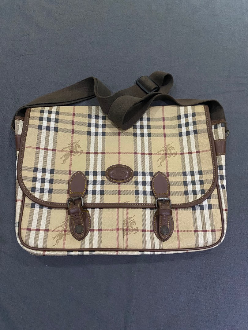 Burberry Haymarket Messenger Bag, Luxury, Bags & Wallets on Carousell