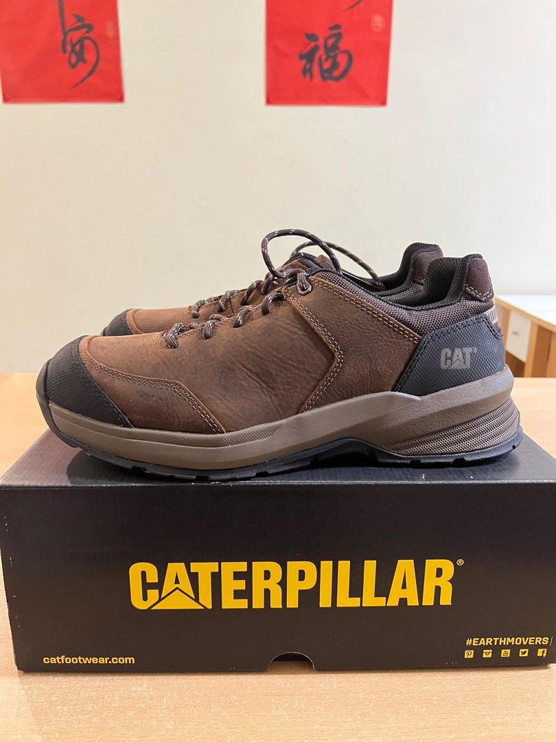 CAT Men s Streamline 2.0 Leather Composite Toe Work Shoe Brown safety shoes US10