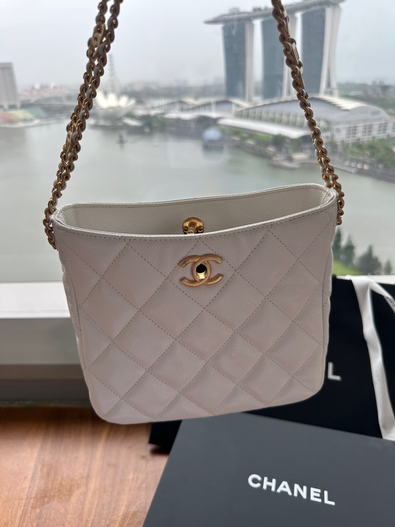 Chanel Small Hobo 22s White Caviar