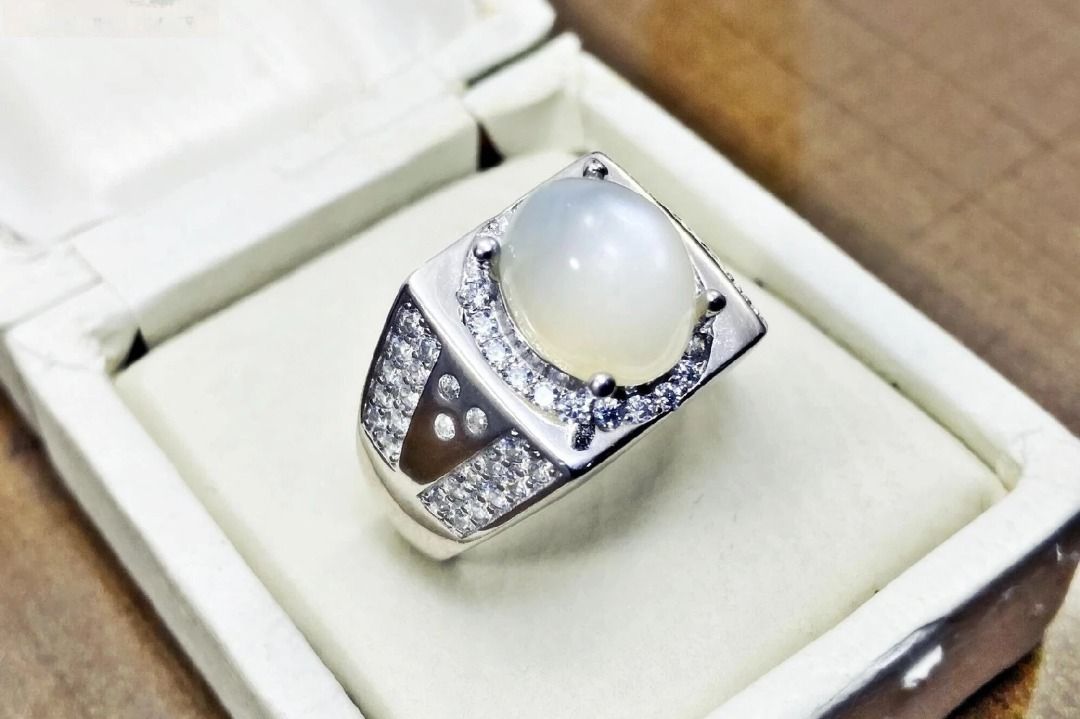 White gold moonstone store rings