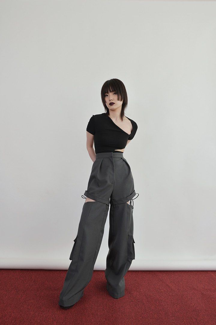 Y2K Cut Out Low Waist Baggy Drawstring Cargo Pants Streetwear  Etsy Ireland