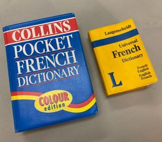 COLLINS Pocket French Dictionary (COLOR edition) & Langenscheidt's Universal French Dictionary (French-English & English-French) (total 2 books)
