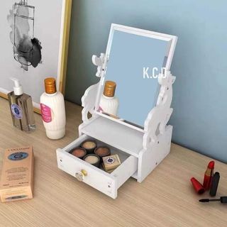 ￼Deer Design Multi-Use Wooden Desk Organizer Small Objects Cosmetics Storage Box  With The Drawer