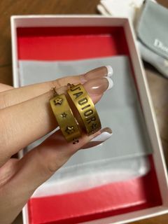 Dior vintage 做舊金色小圈耳環