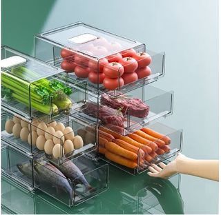 Food Storage Containers Fridge Produce Saver Stackable Organizer Keeper  with Lids and Drain Tray for Veggie, Berry and Fruits - AliExpress