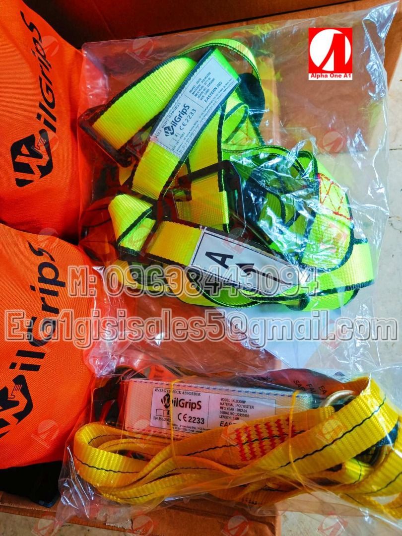 FULL BODY SAFETY HARNESS WITH DOUBLE WEBBING LANYARD (Category: Construction & Building Materials) located in Quezon City. Submitted by Kaithy20 (Listing ID 1212480983, Image 3). Description: CONDITION: BRAND NEW FROM KOREA !!!! KH70 44mm. POLYESTER WEBBING FULL BODY HARNESS WITH KLB300W FALL ARREST POLYESTER LANYARD BELT NOTE: CONVENIENT, COMFORTABLE AND ADJUSTABLE THIGH AND CHEST STRAP POLYESTER WEBBING FULL BODY HARNESS MATERIAL: - 44mm, POLYE