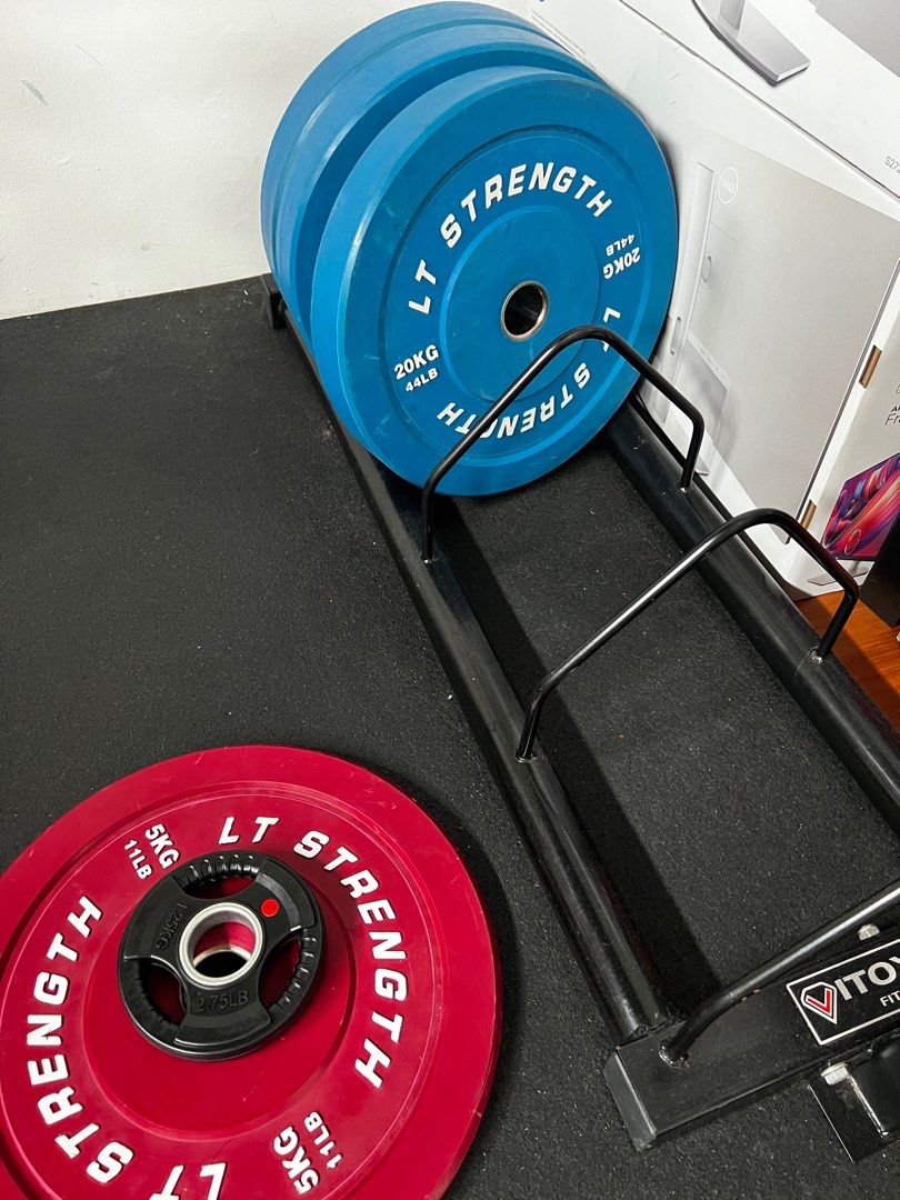 Full gym rack with bar, weights and floor mat, Sports Equipment